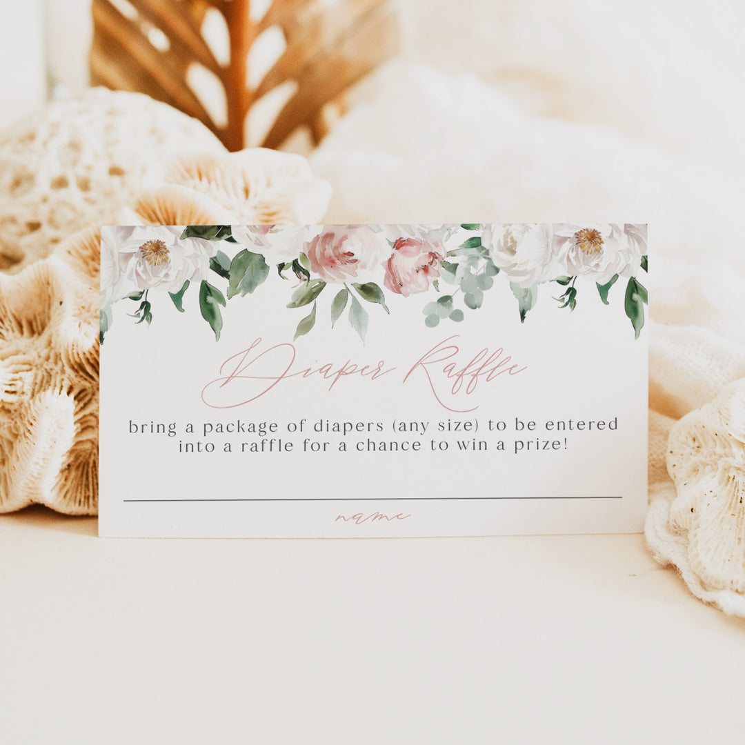 ALLEGRA Baby In Bloom Boho Floral Baby Shower Diaper Raffle Cards