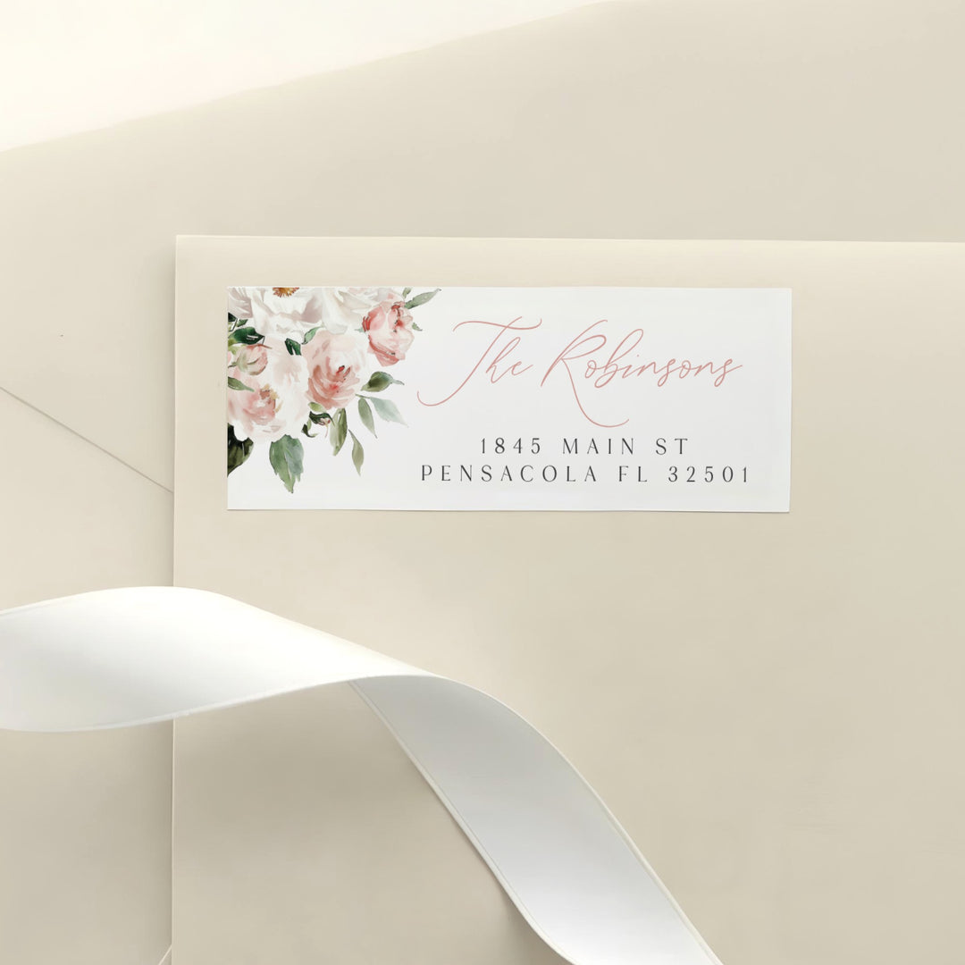 ALLEGRA Boho Blush Floral Return Address Label