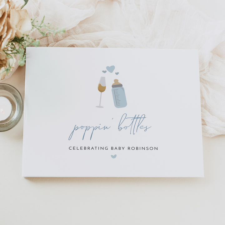 ANDI Poppin' Bottles Champagne Baby Shower Guest Book Personalized
