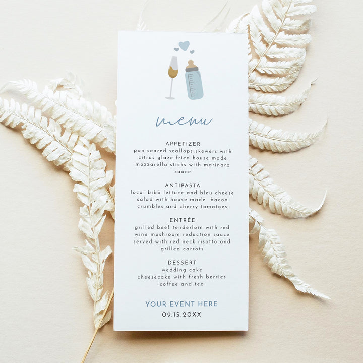 ANDI Poppin' Bottles Champagne Baby Shower Menu Cards