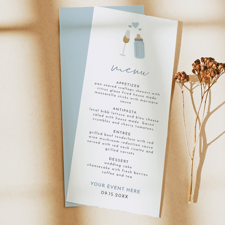ANDI Poppin' Bottles Champagne Baby Shower Menu Cards