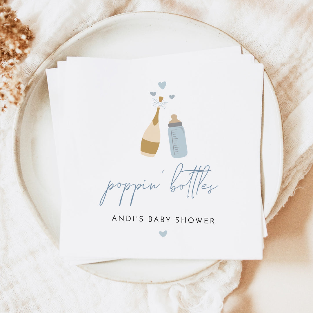 ANDI Personalized Poppin' Bottles Champagne Baby Shower Napkins