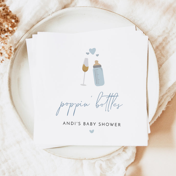 ANDI Personalized Poppin' Bottles Champagne Baby Shower Napkins