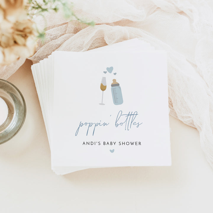 ANDI Personalized Poppin' Bottles Champagne Baby Shower Napkins