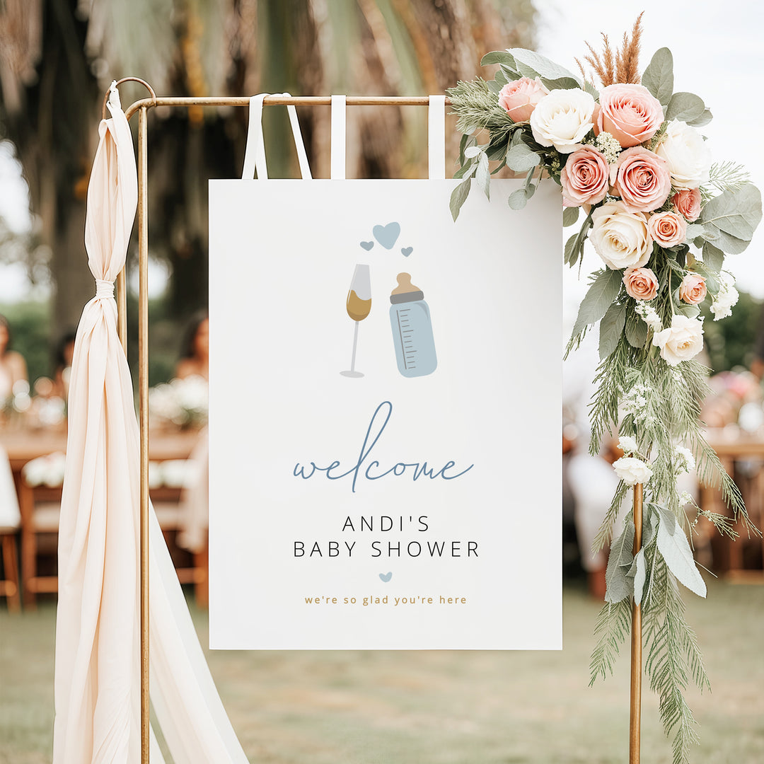 ANDI Poppin' Bottles Champagne Baby Shower Welcome Sign