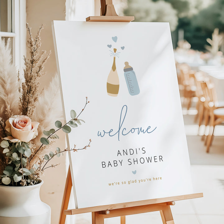 ANDI Poppin' Bottles Champagne Bottle Baby Shower Welcome Sign