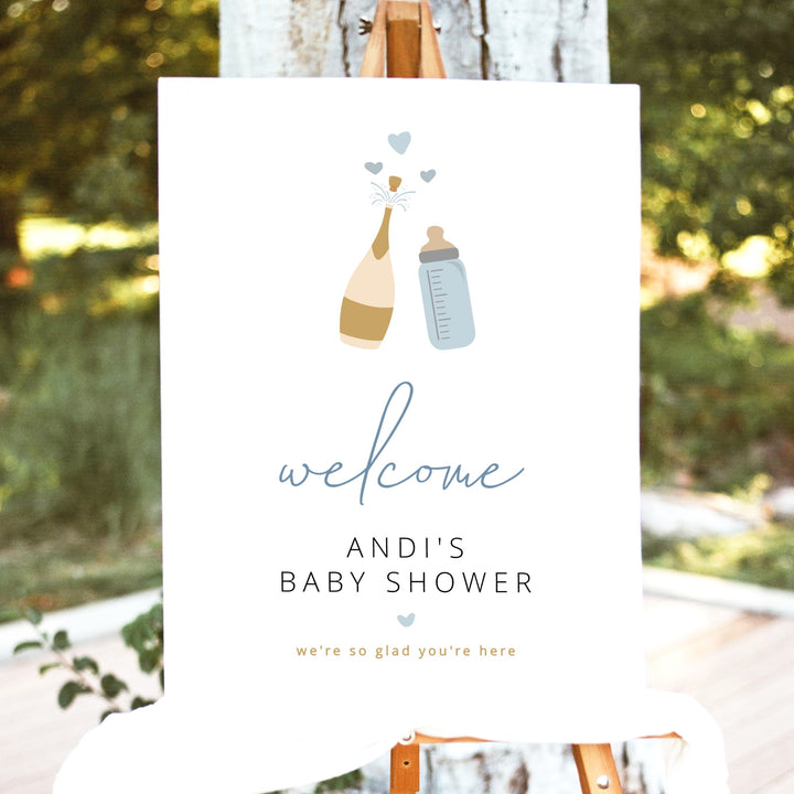 ANDI Poppin' Bottles Champagne Bottle Baby Shower Welcome Sign