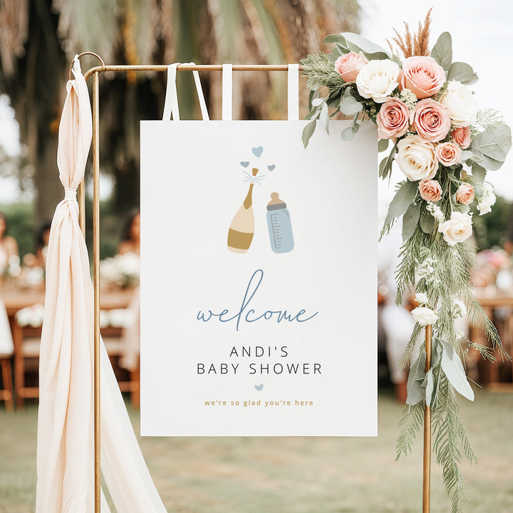 ANDI Poppin' Bottles Champagne Bottle Baby Shower Welcome Sign