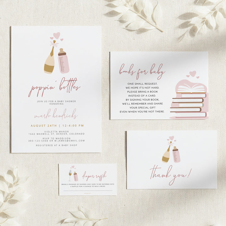 ANDI Poppin' BottleS Blush Champagne Bottle Baby Shower Invitation Bundle