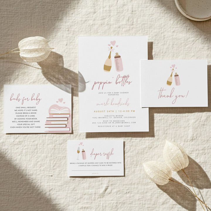 ANDI Poppin' BottleS Blush Champagne Bottle Baby Shower Invitation Bundle