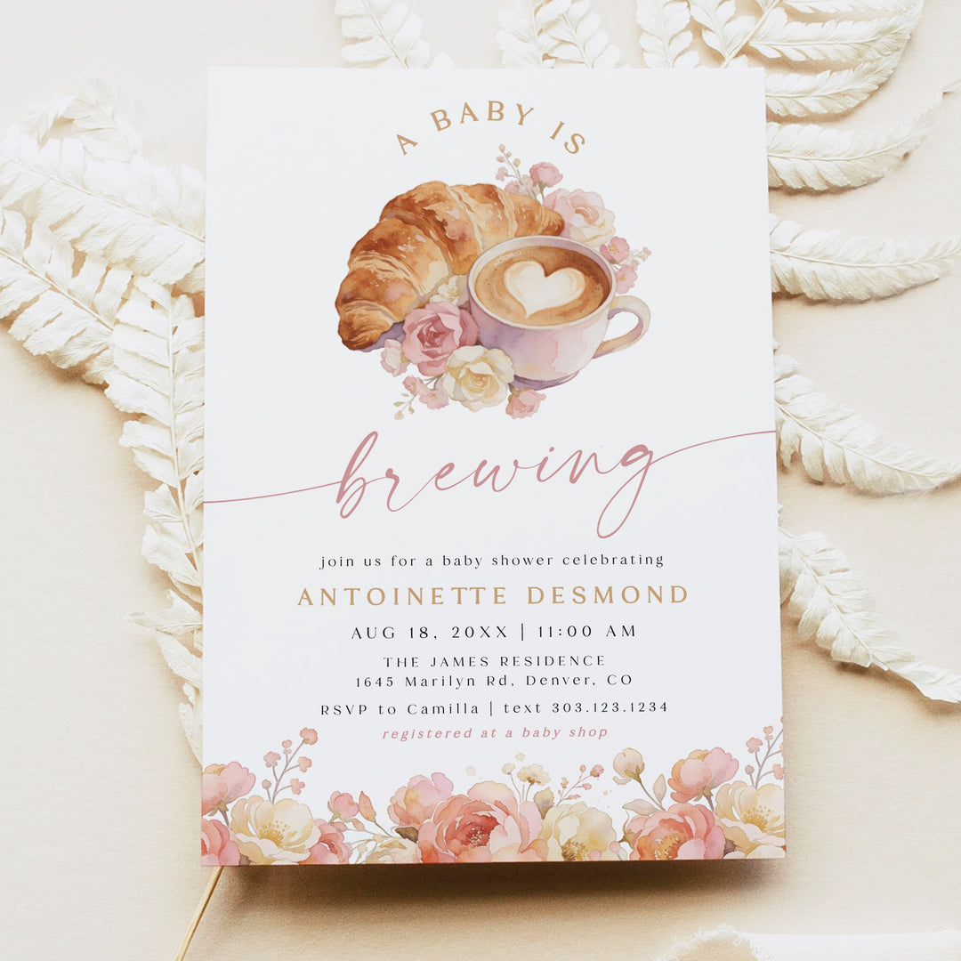 ANTONIETTE Baby is Brewing French Cafe Baby Shower Invitation