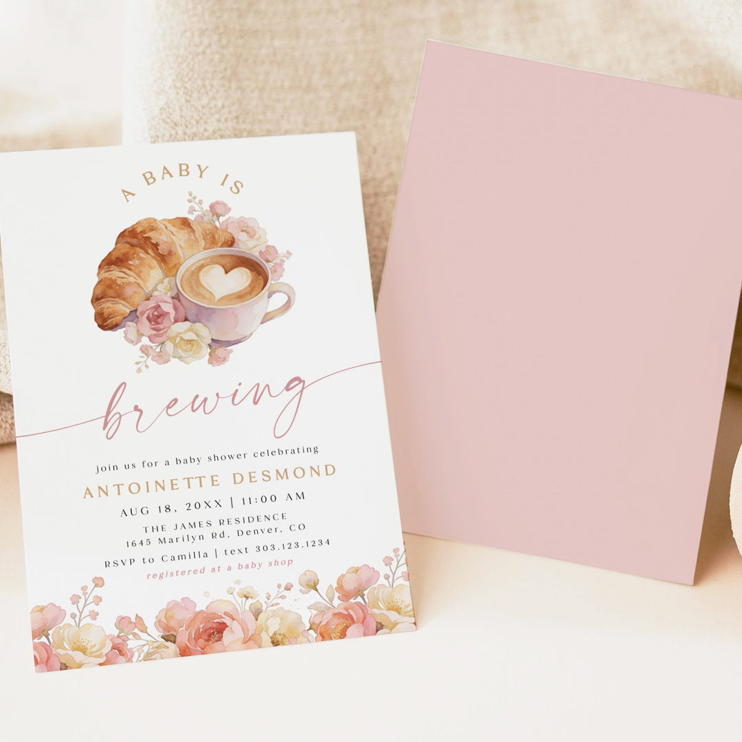 ANTONIETTE Baby is Brewing French Cafe Baby Shower Invitation