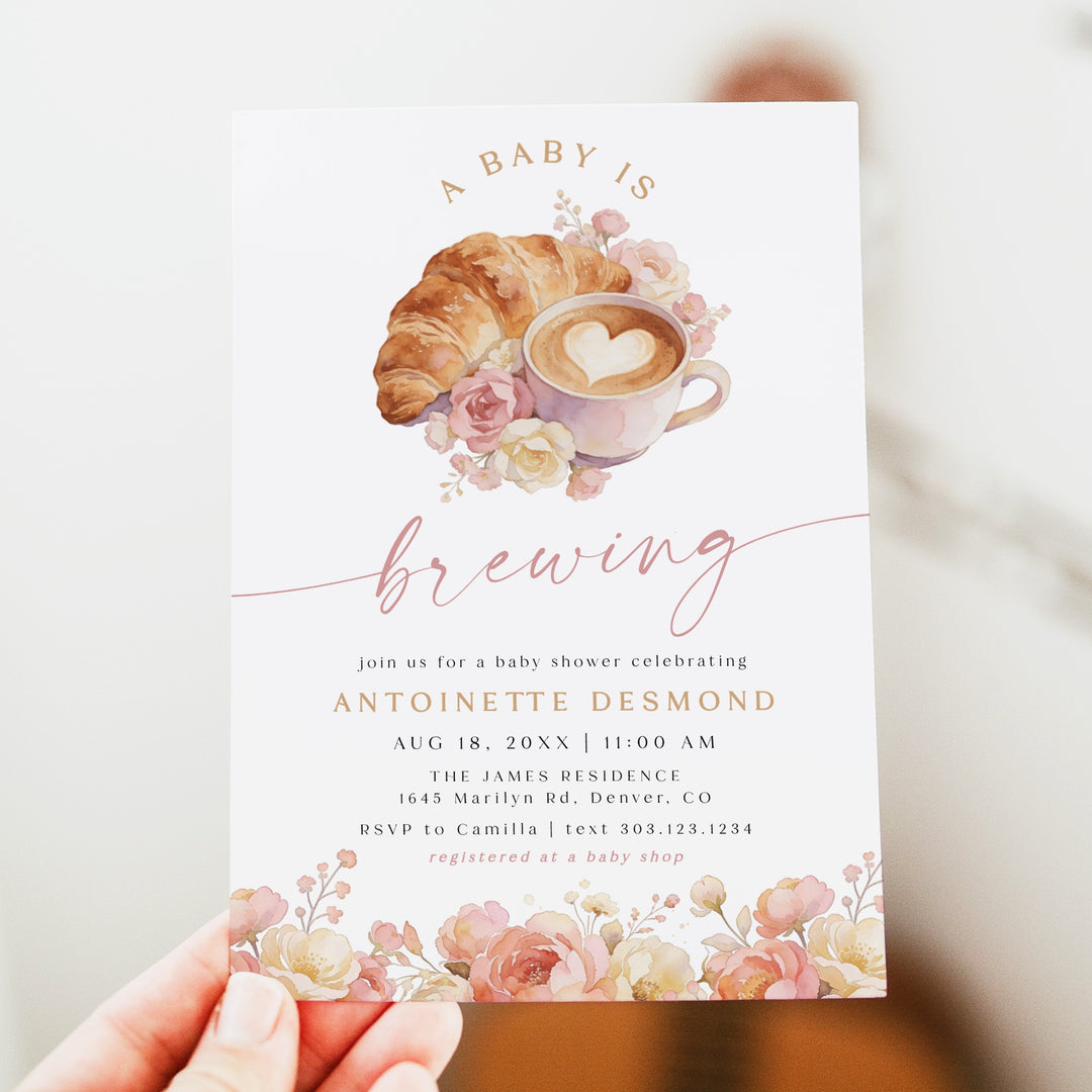 ANTONIETTE Baby is Brewing French Cafe Baby Shower Invitation