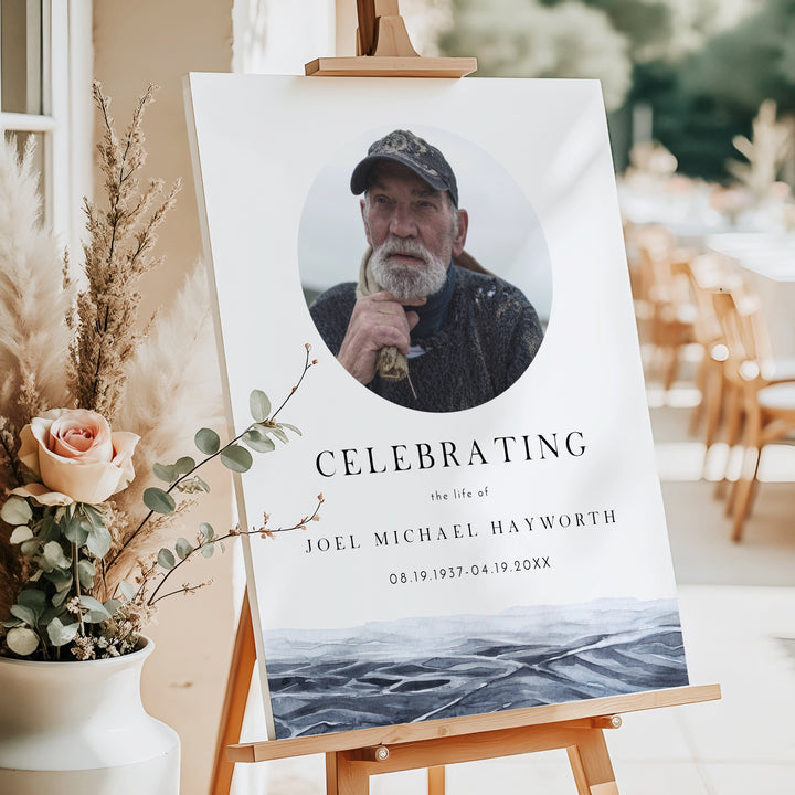 AXEL Celebrating Life Minimalist Memorial Funeral Welcome Sign