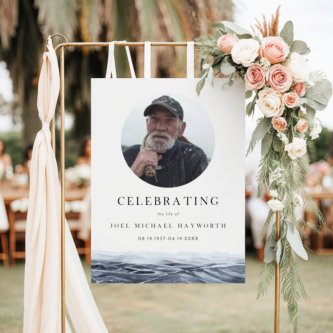 AXEL Celebrating Life Minimalist Memorial Funeral Welcome Sign