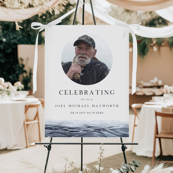 AXEL Celebrating Life Minimalist Memorial Funeral Welcome Sign