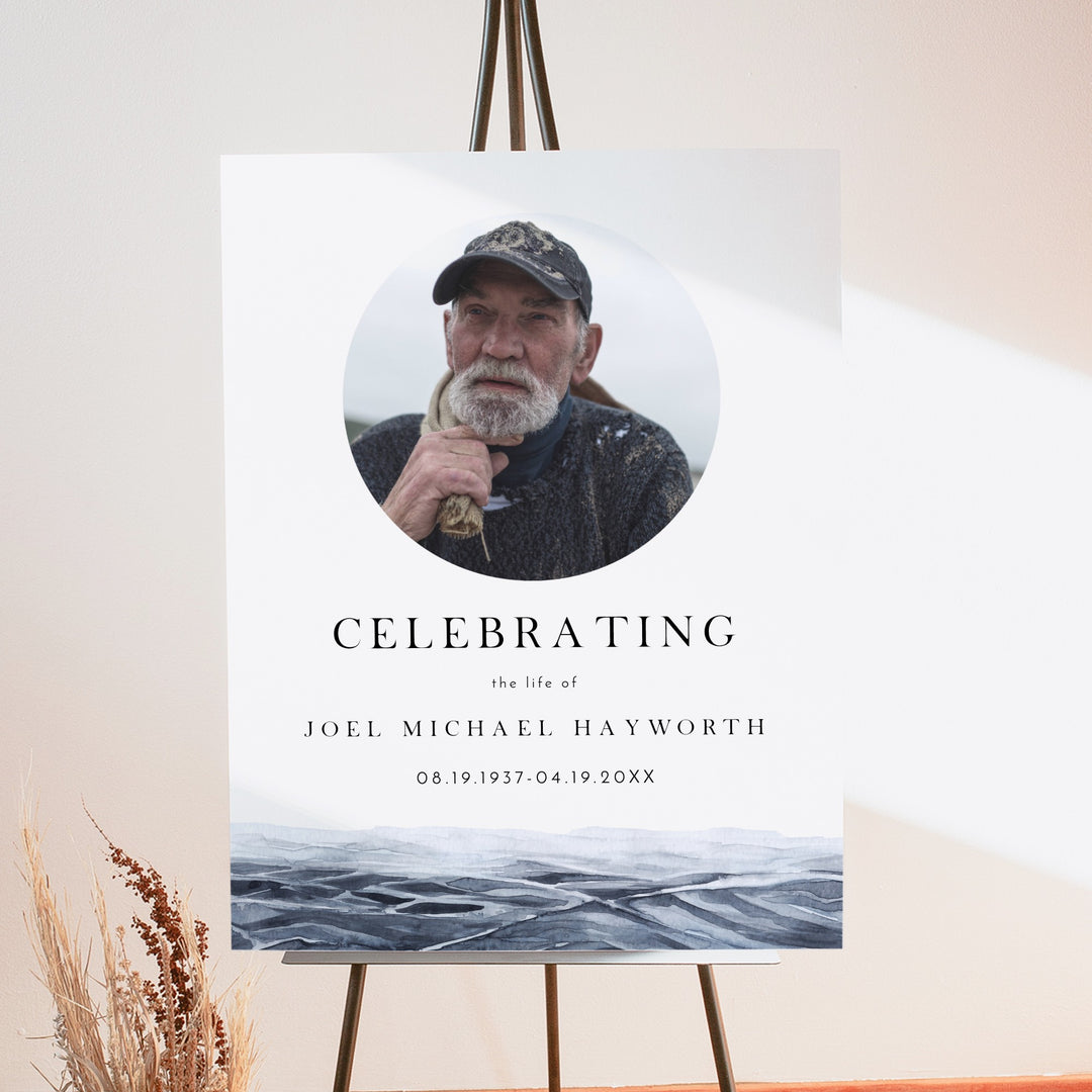 AXEL Celebrating Life Minimalist Memorial Funeral Welcome Sign