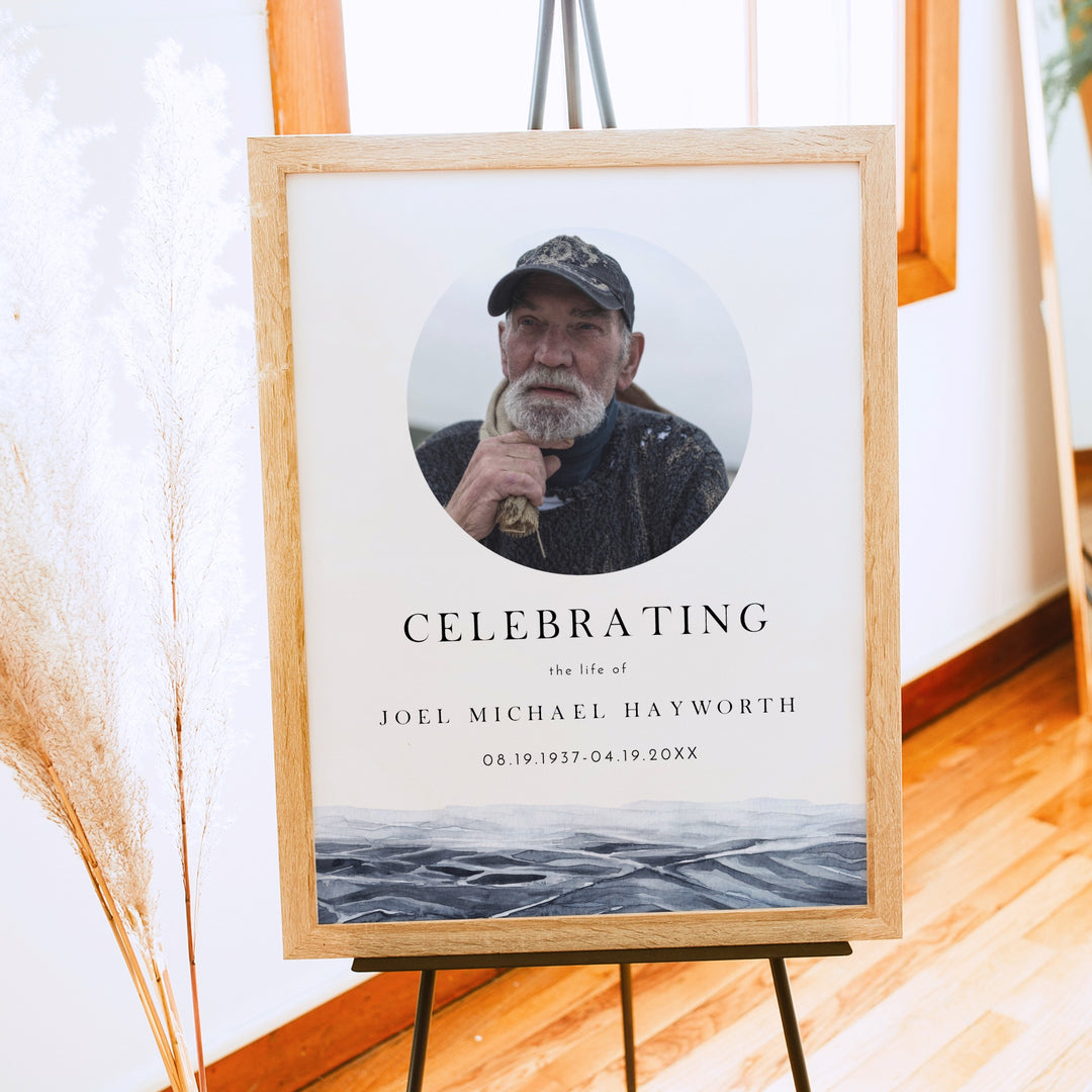 AXEL Celebrating Life Minimalist Memorial Funeral Welcome Sign