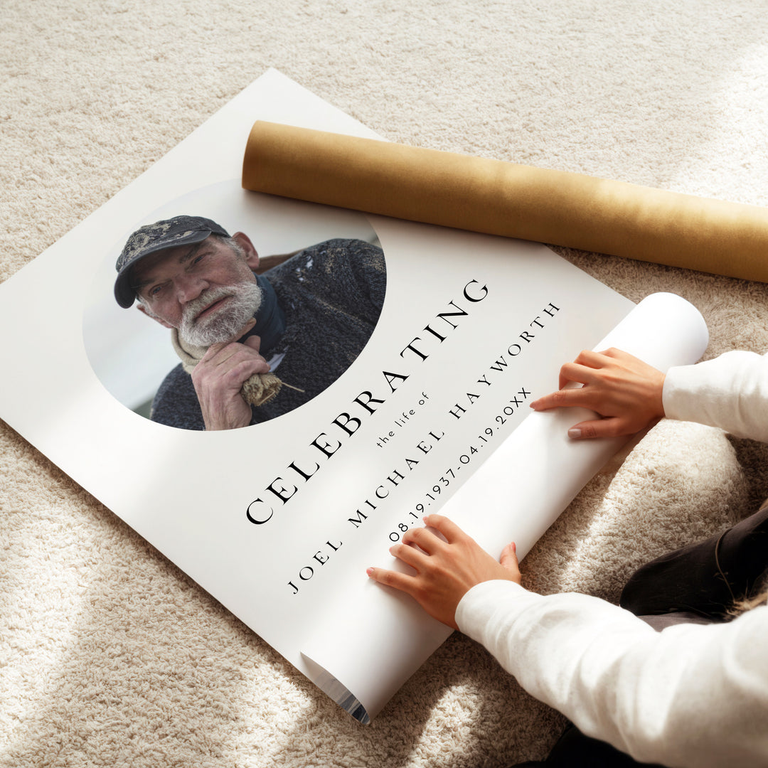 AXEL Celebrating Life Minimalist Memorial Funeral Welcome Sign