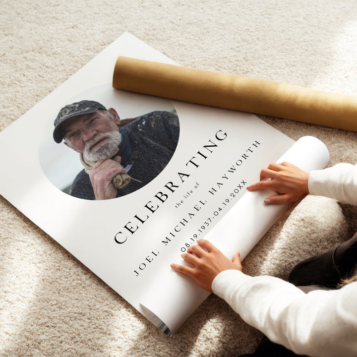 AXEL Celebrating Life Minimalist Memorial Funeral Welcome Sign