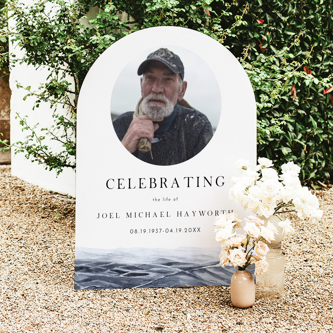 AXEL Celebrating Life Minimalist Memorial Funeral Welcome Sign