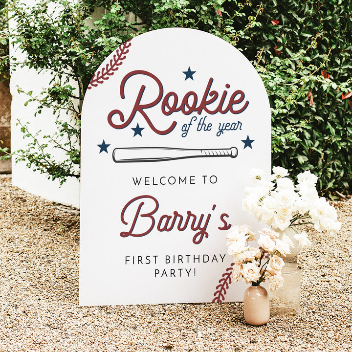 BARRY Rookie of the Year Baby Boy Baseball First Birthday Party Welcome Sign