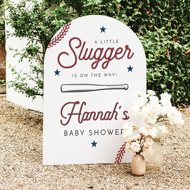BARRY Little Slugger On The Way Baby Boy Baseball  Baby Shower Welcome Sign