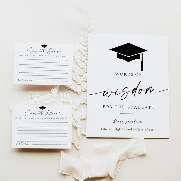 BLAIR  Words of Wisdom Graduation Advice  Activity Card & Table Sign