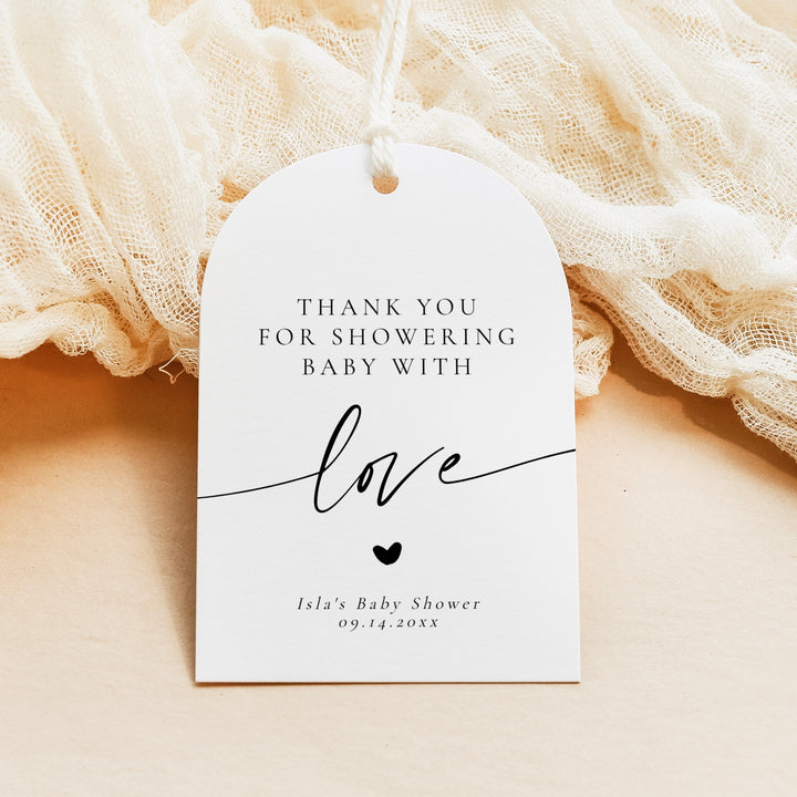 BLAIR Black & White Modern Minimalist Baby Shower Thank You Tag