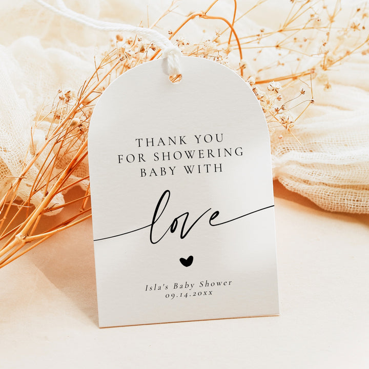 BLAIR Black & White Modern Minimalist Baby Shower Thank You Tag