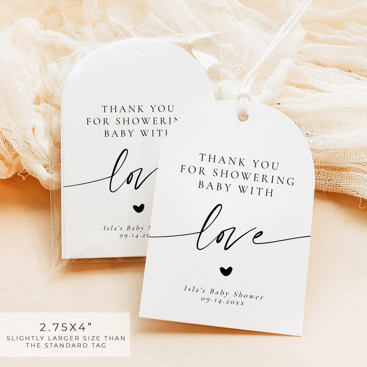 BLAIR Black & White Modern Minimalist Baby Shower Thank You Tag