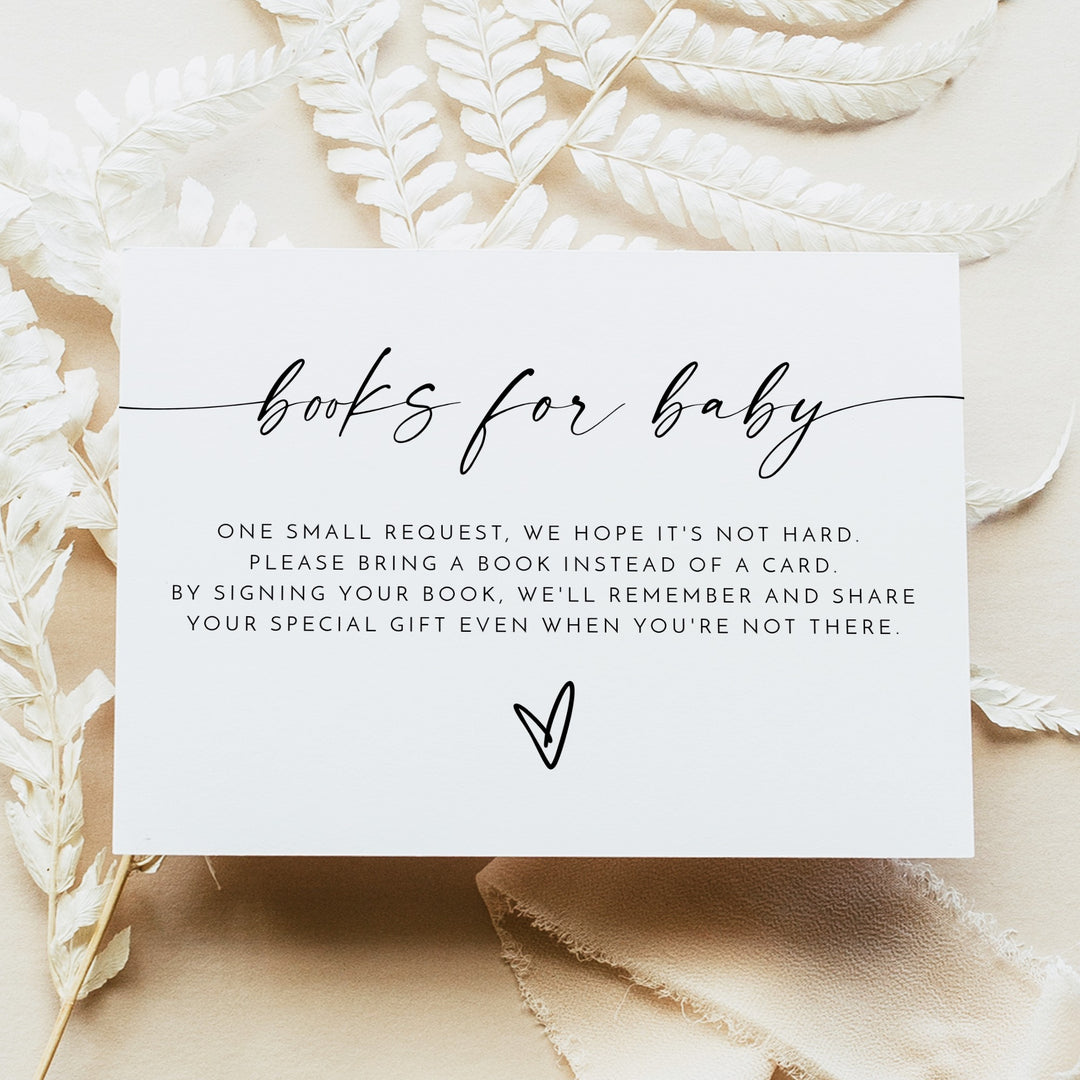 BLAIR Oh Baby Black & White Modern Minimalist Baby Shower Books for Baby Insert Card