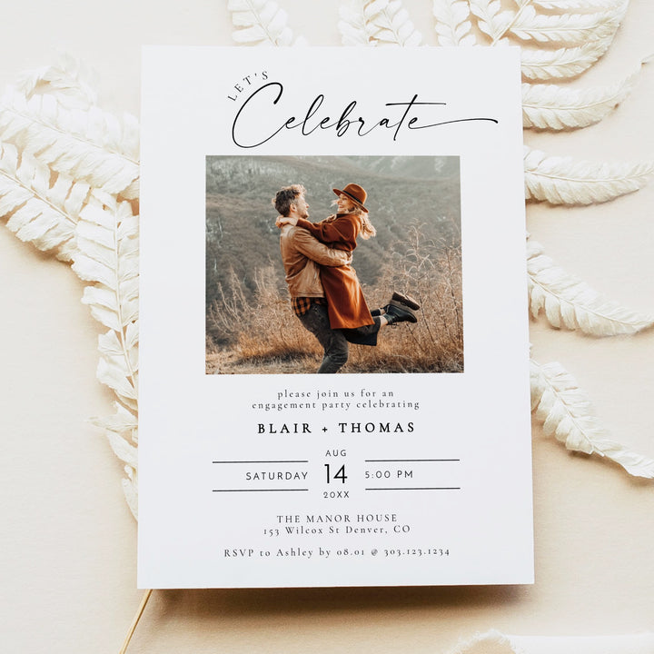 BLAIR Let's Celebrate Modern Minimalist Engagement Party Invitation