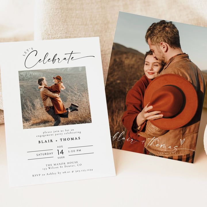 BLAIR Let's Celebrate Modern Minimalist Engagement Party Invitation