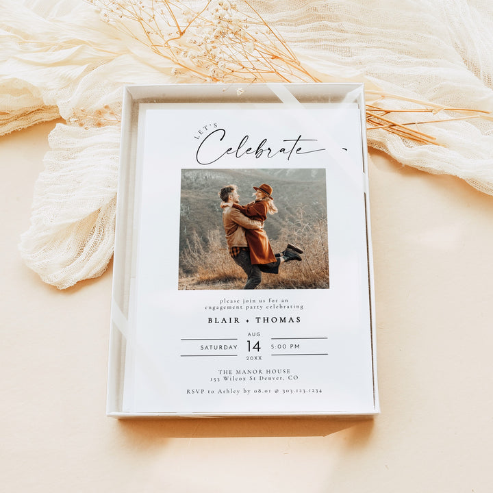 BLAIR Let's Celebrate Modern Minimalist Engagement Party Invitation