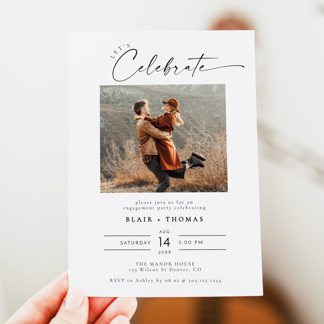 BLAIR Let's Celebrate Modern Minimalist Engagement Party Invitation