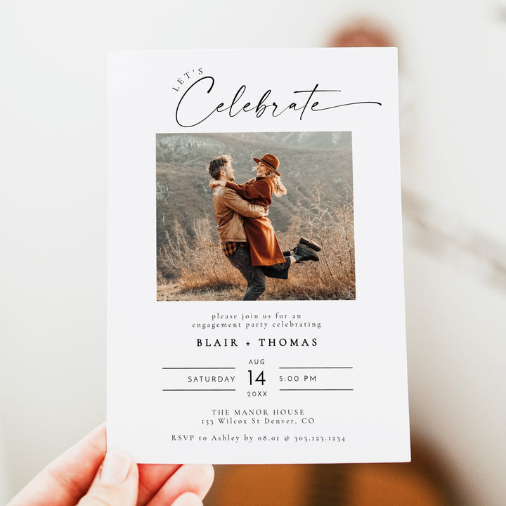 BLAIR Let's Celebrate Modern Minimalist Engagement Party Invitation