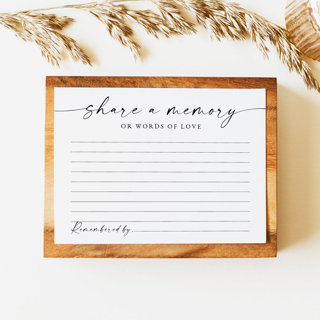 BLAIR Minimalist Share A Memory Funeral Card