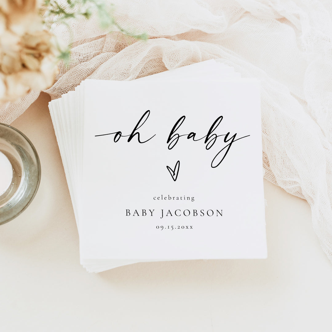 BLAIR Oh Baby Black & White Modern Baby Shower Napkins