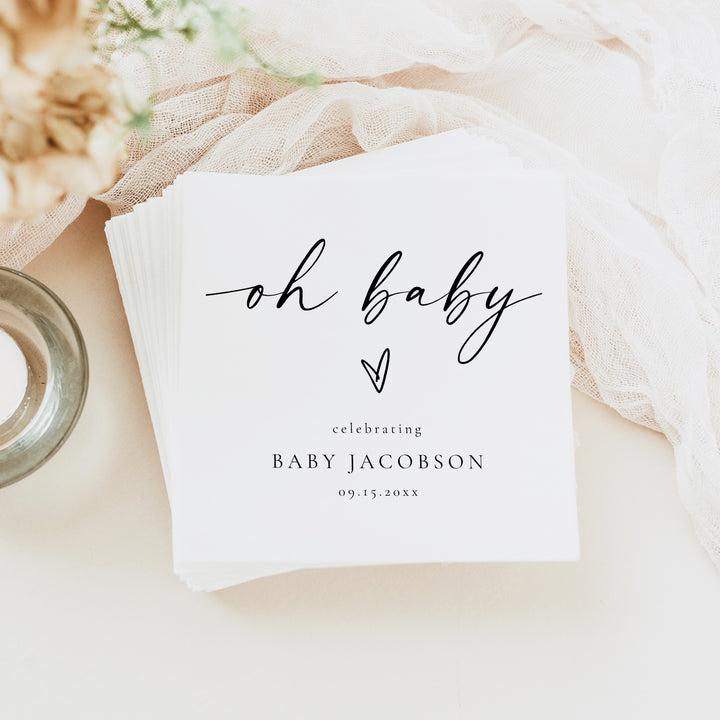 BLAIR Oh Baby Black & White Modern Baby Shower Napkins