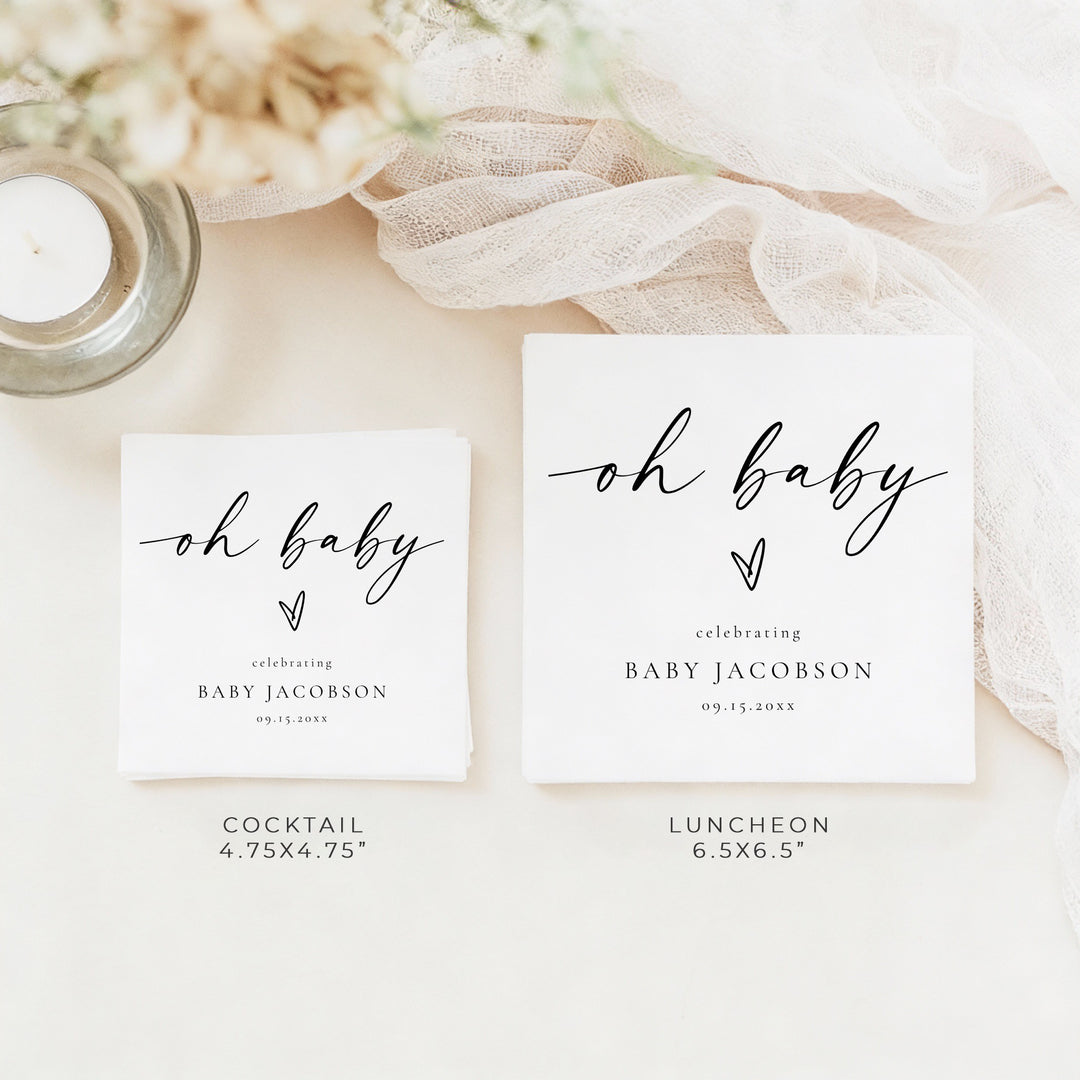 BLAIR Oh Baby Black & White Modern Baby Shower Napkins