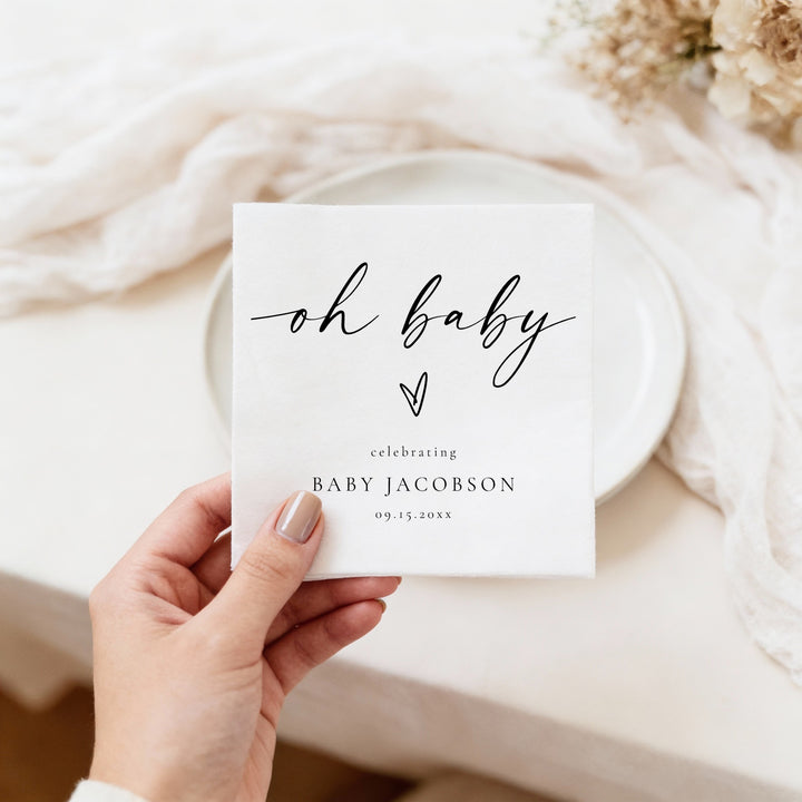BLAIR Oh Baby Black & White Modern Baby Shower Napkins