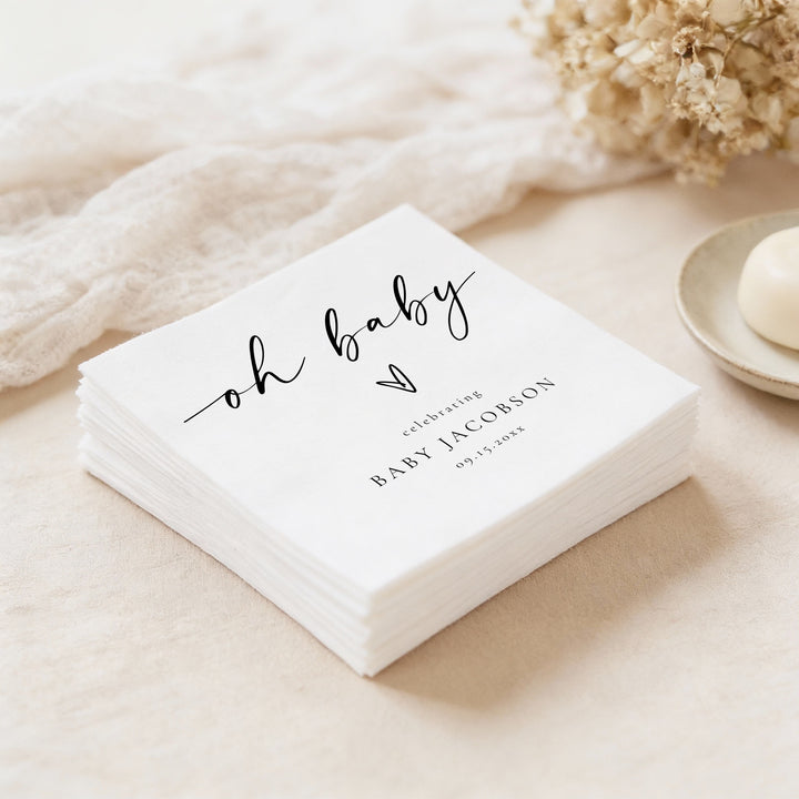 BLAIR Oh Baby Black & White Modern Baby Shower Napkins