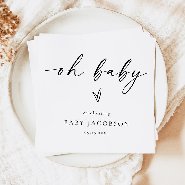BLAIR Oh Baby Black & White Modern Baby Shower Napkins