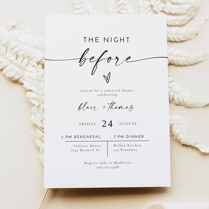 BLAIR The Night Before Elegant Wedding Rehearsal Dinner Invitation