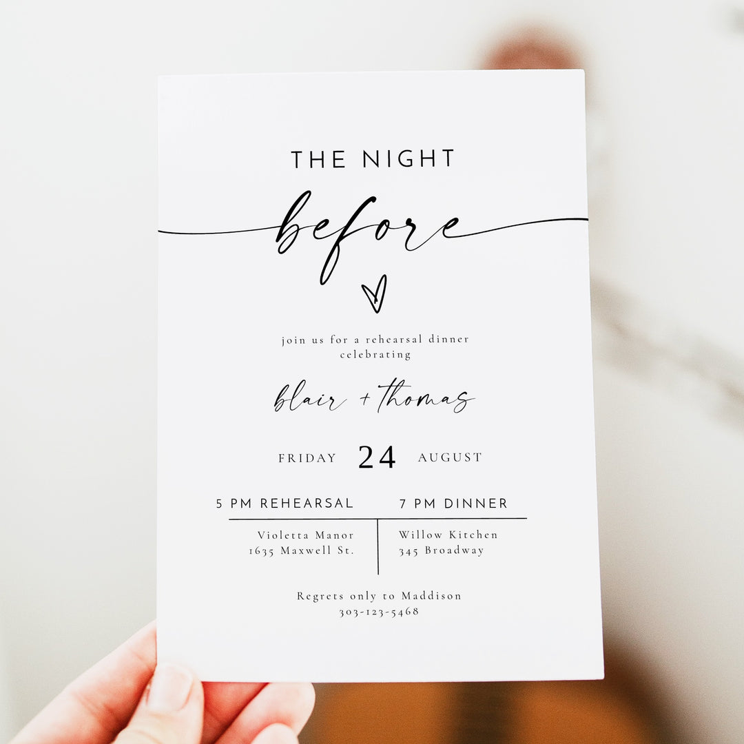 BLAIR The Night Before Elegant Wedding Rehearsal Dinner Invitation