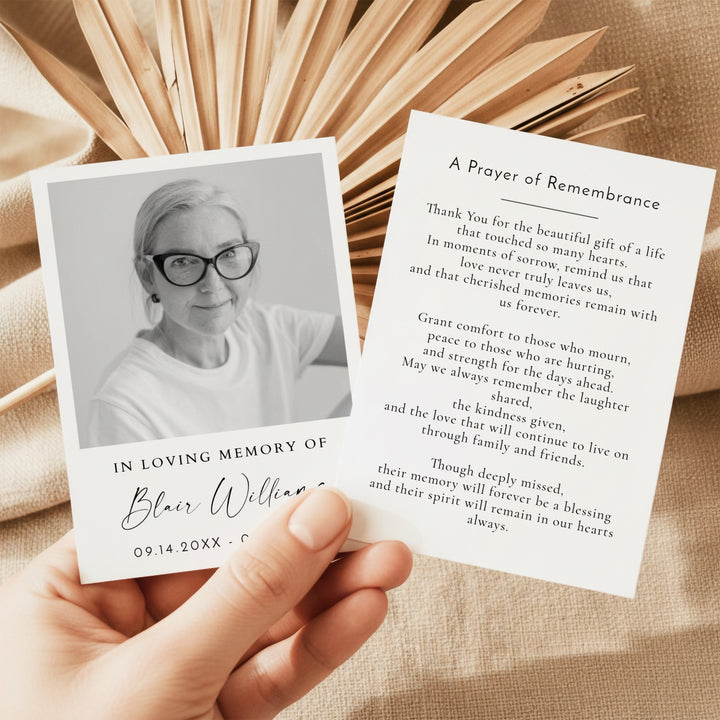 BLAIR In Loving Memory Memorial Prayer Card with Photo