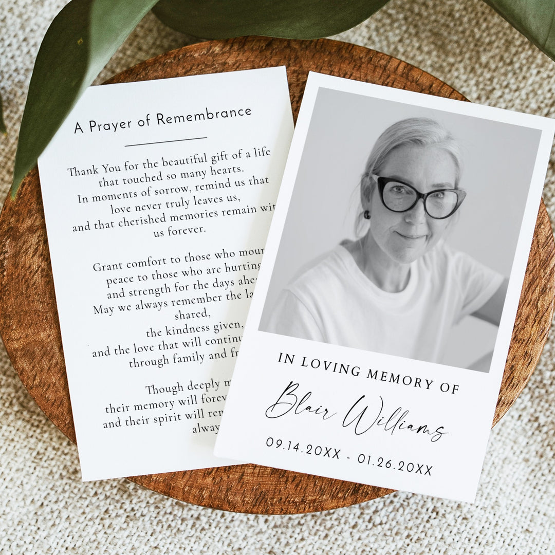 BLAIR In Loving Memory Memorial Prayer Card with Photo