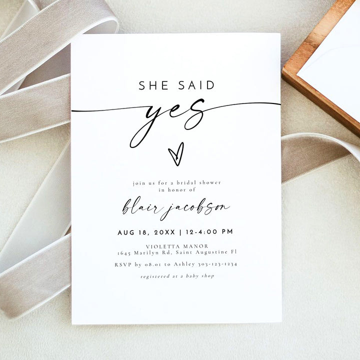 BLAIR She Said Yes Modern Engagement Party Invitation