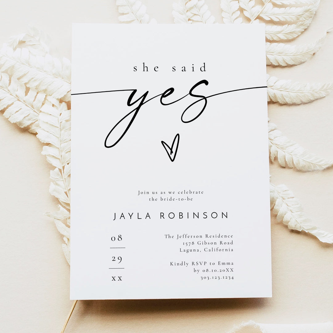 BLAIR She Said Yes Modern Minimalist Engagement Party Invitation